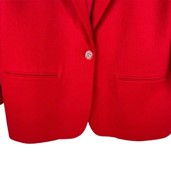 Womens Blazer Jacket 100% Wool Lined Red - Picture 2 of 8